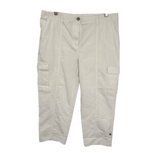 Chicos 2.5 Cargo Crop Pants size Large/14 White Stretch Cotton Resort